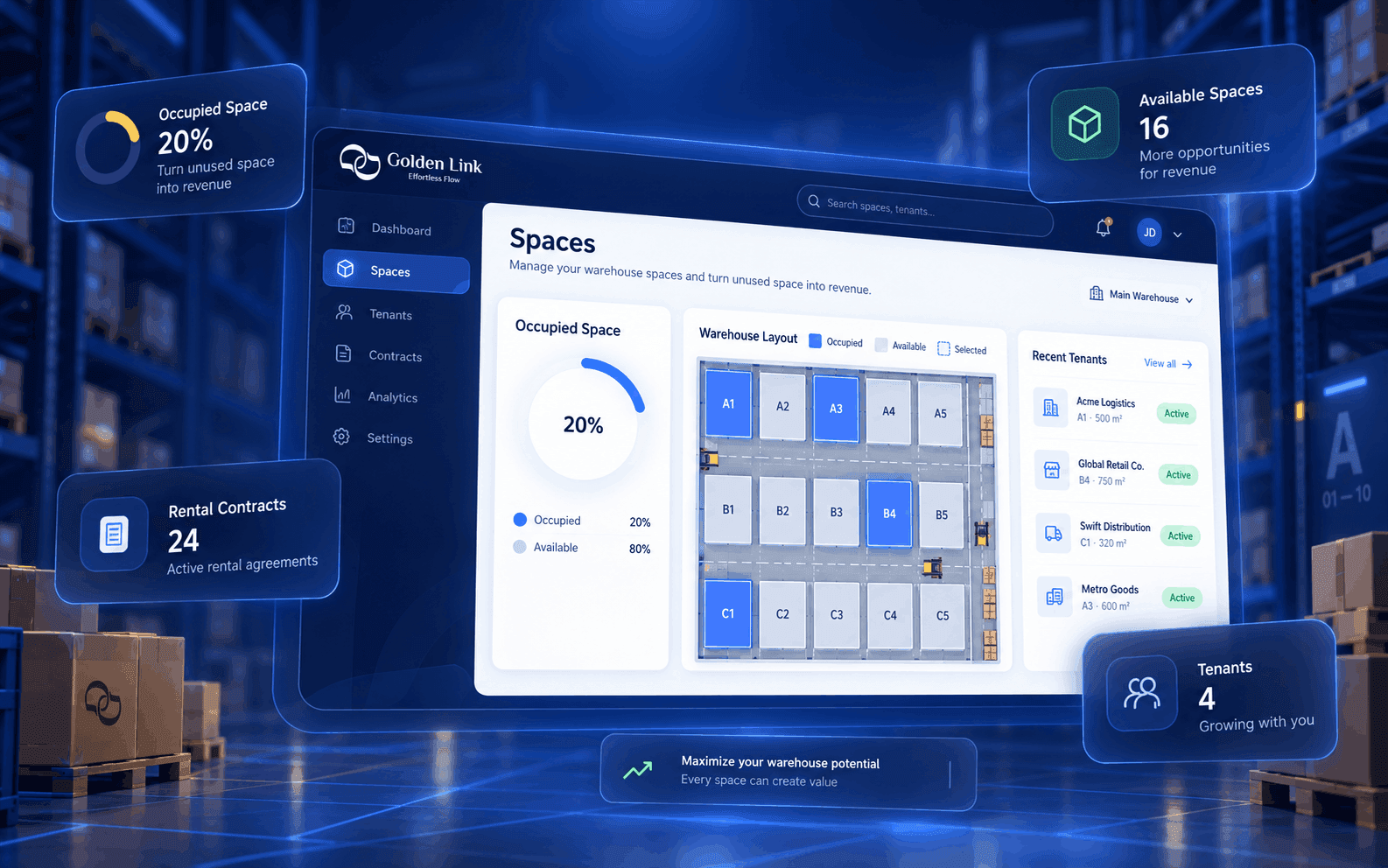 Golden Link rental-space occupancy view